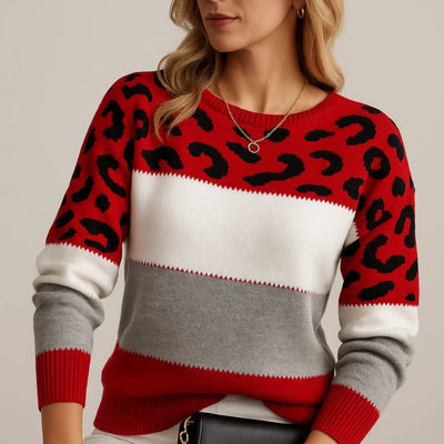 Pasca | Pull en tricot avec motif léopard